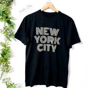 New York‎ City Graphic T-Shirt sz M Black Cotton Crew Neck Short Sleeve ~SS55.7